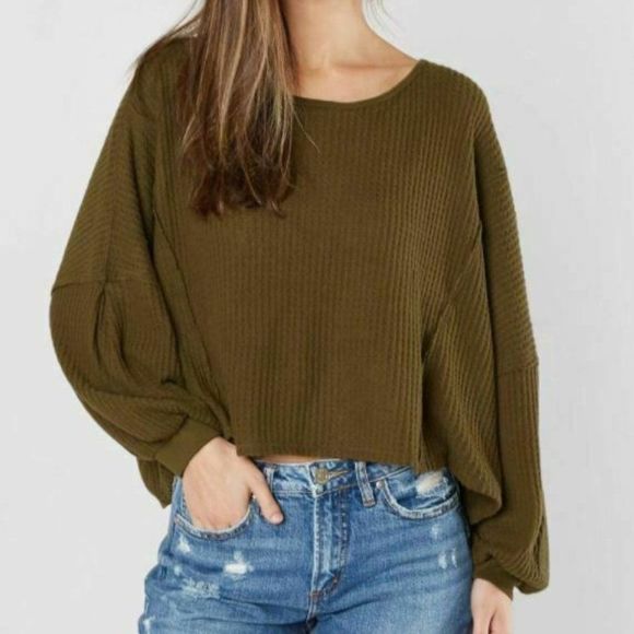 Free People Tops - Free People Olive Green Love Me Thermal Top